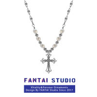 FANTAI Cross สร้อยคอมุกสำหรับสร้อยโชคเกอร์ผู้หญิงอินเทอร์เน็ตเซเลบริตี้อ่อนหวานเบาดีไซน์ชนกลุ่มน้อยหรูหราจี้ Cewek Seksi