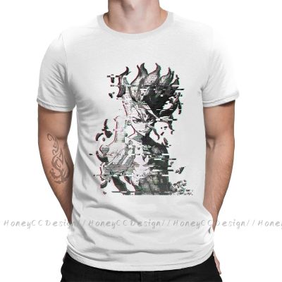 Dr.Stone Ishigami Byakuya Glitch Print Cotton T-Shirt Camiseta Hombre For Men Fashion Streetwear Shirt Gift