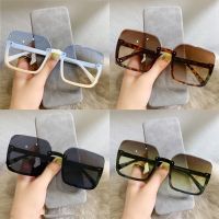 ◕ 1PC Square Sunglasses Women 2022 Vintage Brand Oversize Womens Sun Glasses Black Gradient Female Glasses Men.s Glasses UV400