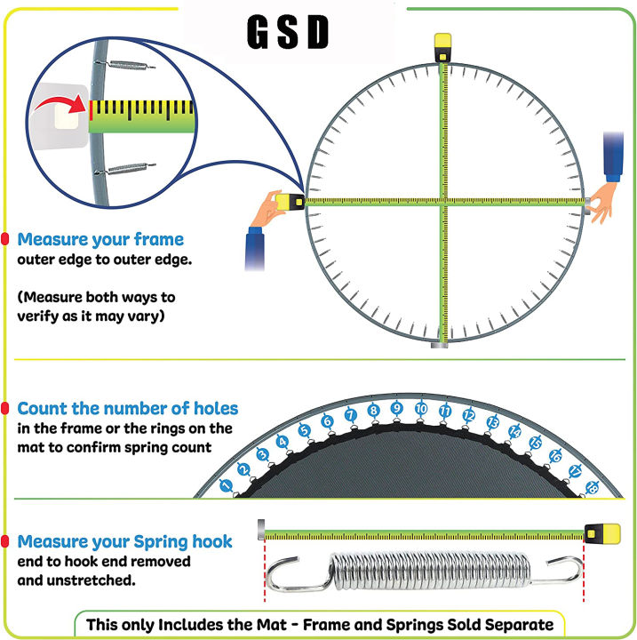 แผ่นกระโดดสำหรับแทรมโพลีน-nsbk53eemmt-เปลี่ยนได้สำหรับทุกยี่ห้อขนาดเฟรม6ฟุต-ไม่รวมสปริง16ft