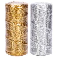 2PCS 1.5mm Gold and Silver Wire Tag Line 16 Strands Flat Hollow Gold Wire Non-Stretch Gift Packaging Line