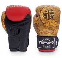 Top King Boxing Gloves Happiness Chinese Red -Gold (10,12,14,16 oz.) Genuine leather Sparring Muay Thai MMA K1 นวมซ้อม ท็อปคิงส์ หนังเเท้ ผลิตในประเทศไทย