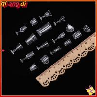 QIANGDI 17PCS/Set โมเดลพลาสติก อุปกรณ์เสริมบ้านตุ๊กตา ของเล่น DIY ชามไอศกรีม ถ้วยชามขนาดเล็ก มินิคัพ เครื่องครัวจำลอง