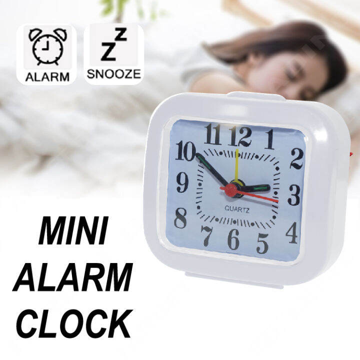 Quartz Mini Alarm Clocks Analog Snooze Desk Bedside Portable Small