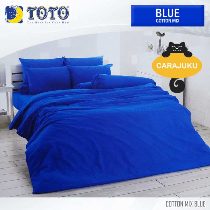 toto-ชุดประหยัด-ชุดผ้าปูที่นอน-ผ้านวม-สีน้ำเงิน-blue-โตโต้-ชุดเครื่องนอน-3-5ฟุต-5ฟุต-6ฟุต-ผ้าปู-ผ้าปูที่นอน-ผ้าปูเตียง-ผ้านวม