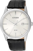 Citizen Quartz Mens Watch, Stainless Steel with Leather strap, Casual, Black (Model: BI5000-01A)