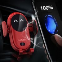 Car Wireless Charger Holder Wireless Charging Stand Charger Auto Infrared Sensor LED Mobile Phone Holder In Car Mount Air Vent Car Mounts