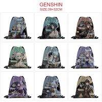 【CW】♘❉  Genshin Canvas Drawstring Cartoon Print Fashion Shoes Beachbag