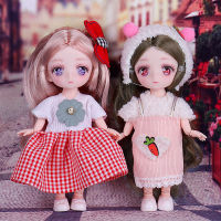 16cm Anime Dolls Princess With Fashion Clothes Dresses Makeup Face Wig Full Set 18 BJD Doll Children Girls Toys Gift