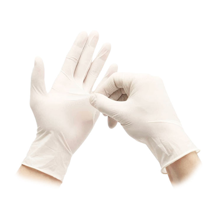 ไม่มีแป้ง-ถุงมือแพทย์แบบไม่มีแป้ง-ถุงมือยาง-ถุงมือตรวจโรค-ถุงมืออเนกประสงค์-สัมผัสอาหารได้-สีขาว-100-ชิ้น-กล่อง-powder-free