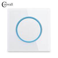 Coswall 1/2/3/4 Gang 1/2 Way On / Off Wall Light Switch Large Aperture LED Backlight Data HDMI USB Charger Glass Panel White