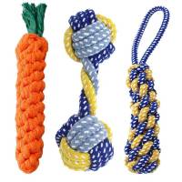 1PC Dog Toy Carrot Knot Rope Ball Cotton Rope Dumell Puppy Cleaning Teeth Chew Toy Durable Braided Bite Resistant Pet Supplies