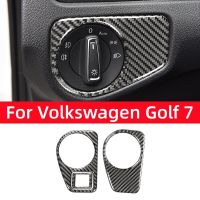 For Volkswagen Golf 7 Gti Mk7 2013-2019 Carbon Fiber Auto Headlight Switch Decoration Frame Cover Trim Sticker Car Accessories