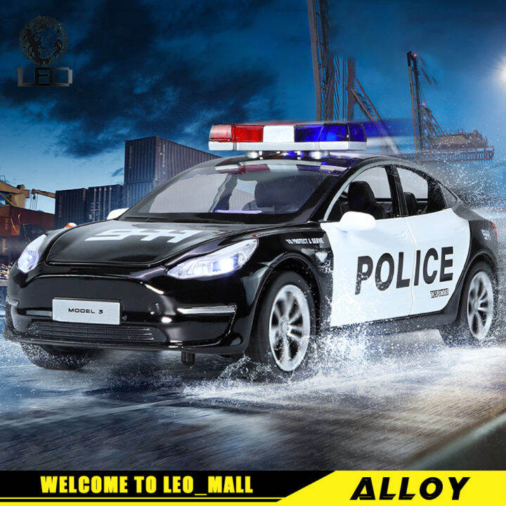 LEO 124 Tesla Model 3 Police car Metal Diecast Alloy Toy Car Model