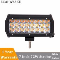 Ecahayaku บาร์สามเส้นไฟสปอต12V สำหรับทางวิบากรถบรรทุก Suv 4wd Atv แท่ง Led 72W 1ชิ้น