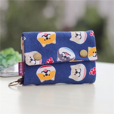 Canvas Small Coin Purse Women Fabric Short Wallet Female Large Capacity Card Holder Ladies Multifunction Men Mini Purse Carteira