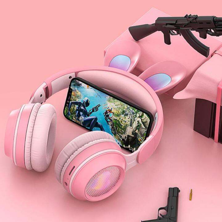 wireless-headphones-rabbit-ear-with-mic-blue-tooth-glow-light-stereo-bass-helmets-children-gamer-girl-pc-phone-gaming-headset