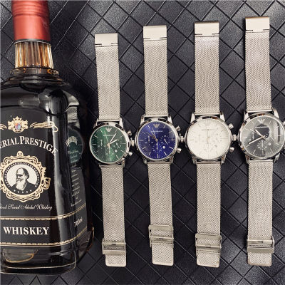 สไตล์เรียบง่ายคุณภาพสูงนาฬิกาสำหรับผู้ชาย Original Armanis ผู้ชายสายสแตนเลสนาฬิกาแฟชั่นใส่ประจำวัน (สี่ตัวเลือก)