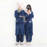 Coral Fleece Flanne men Nightwear Autumn Winter Dress Robe Sleepwear Warm Thick Home Clothing Soft Pocket Bathrobe Gown