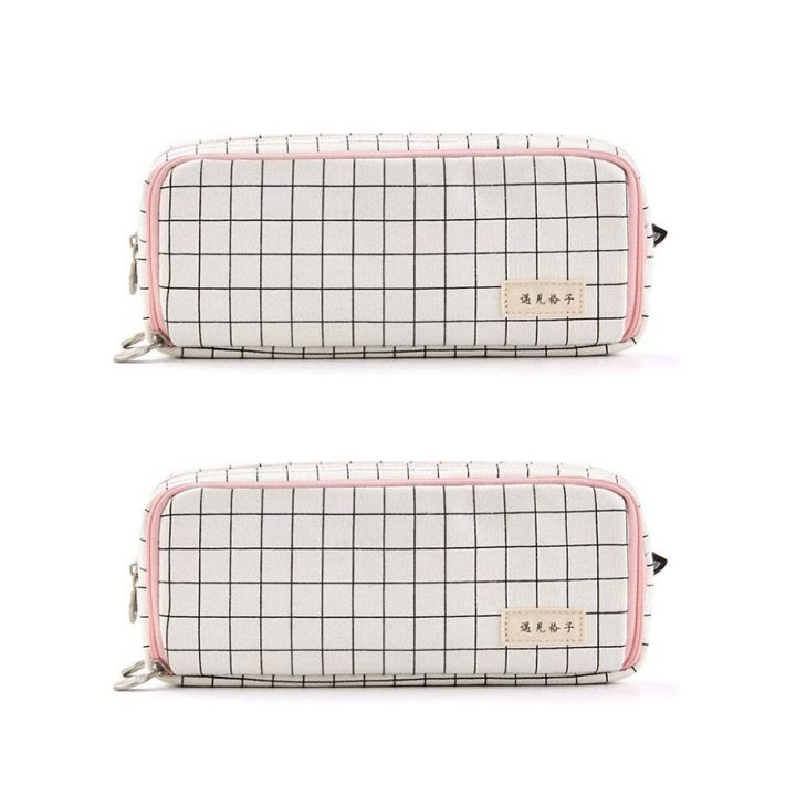 angoo-2x-large-pencil-case-big-capacity-3-compartments-canvas-pencil-pouch-for-boys-girls-school-students-a