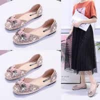 single women shoes the spring of 2022 han edition stylish bowknot sequins coach doug with flat for womens wholesale market