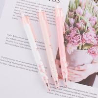 4Pcs Lovely Cherry Blossom Erasable Pen Girls Pink Gel Pens for Writing 0.5mm Washable Handle Blue Ink School Office Supplies