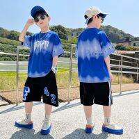 2023 Summer Kids Clothes Sets For Boys 4 6 8 10 12 Year Fashion Tie-dye Short Sleeve Tops Pants School Children Sport Suit