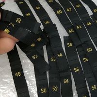 Golden number sizes labels 50PCS Black damask polyester cloth size label 30 32 34 36 38 40 42 44 46 48 50 52 54 56 58 60 62 Cable Management