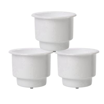12Pcs Recessed Drop in Plastic Cup Drink Can Holder with Drain for Boat Car Marine Rv (White)