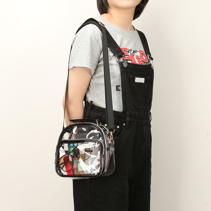 เสื้อลำลองกระเป๋าถือของผู้หญิงพีวีซีโปร่งใส-กระเป๋ามีที่จับง่ายสำหรับเกมเทศกาล