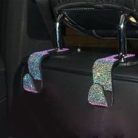 Creative Car Seat Back Hook Diamond Rhinestones Hanger Auto Headrest Objects Support Universal Mount Clips Bling Car Accessories