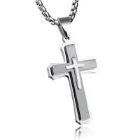 FATE LOVE Brand Men Necklaces &amp; Pendants Male Cross Necklace Punk Stainless Steel Chain Fashion jewelry white Black golden