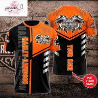 xzx180305   Custom name HARLEY-DAVIDSON Orange &amp; Black T-Shirt 3D motorcycle Print Shirt