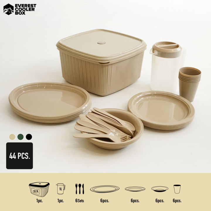 กล่องข้าวปิคนิค-ชุดปิคนิค-จานชามแคมป์ปิ้ง-new-product-picnic-set-camping-collection-set-44-pcs