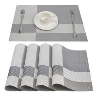 PVC Linens Placemats for Table Set Plaid Table Mat Placemat Napkin in Kitchen Accessories Cup Wine Mat Coaster Pad Orange Green