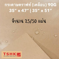 กระดาษคราฟท์เคลือบ 90 แกรม ขนาด 35" x 47" (10 แผ่น) กระดาษน้ำตาลเคลือบ สำหรับห่อดอกไม้ ห่อผลไม้ ห่อของ กันชื้น