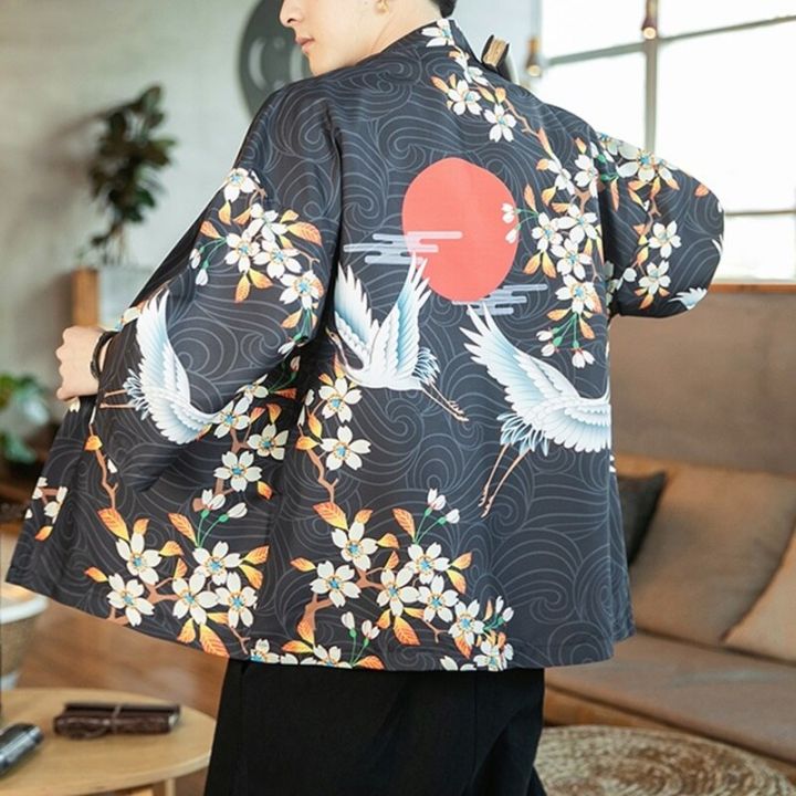 ชุดกิโมโนชายเสื้อผ้าซามูไรเสื้อจากญี่ปุ่นญี่ปุ่นเสื้อคาร์ดิแกน-kimono-ยูกาตะผู้ชายฮาโอริโอบิ-ff001เสื้อคอสตูม