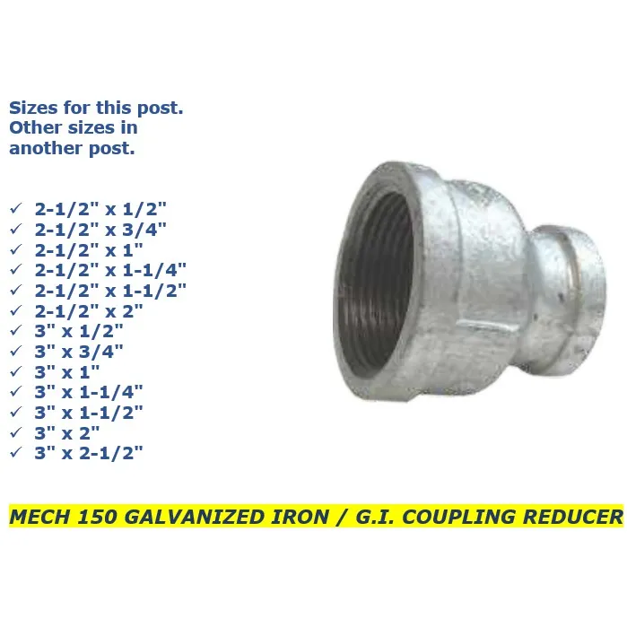 21 2 X 1 2 To 3 X 21 2 Mech 150 Galvanized Iron G I Coupling Reducer Lazada Ph