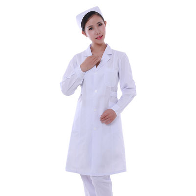 White Gown Short Sleeve Female Doctor Summer Long Sleeve Waist Slim Fit Nurses Uniform Winter Overalls XXLMS New