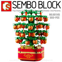 บล็อกตัวต่อกล่องดนตรี ต้นส้ม มีไฟ มีเสียง SEMBO BLOCK 601145 จำนวน 666 ชิ้น