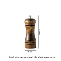 5" 8" 10" Salt and Pepper Grinder, Solid Wood Spice Pepper Mill with Strong Adjustable Grinder Spice Garlic Grinder Pestle