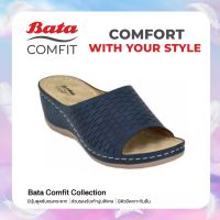 Bata COMFIT รองเท้าลำลองแฟชั่น WEDGE ส้นสูง 2 นิ้ว แบบสวม เปิดส้น สีน้ำเงิน รหัส 7619897 Ladiescomfort Fashion