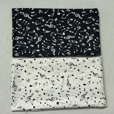 50x105cm New Digital Printing Black White Muiscal Note Printed Cotton Fabric Music Note Fabric Dress Cloth Home Decor