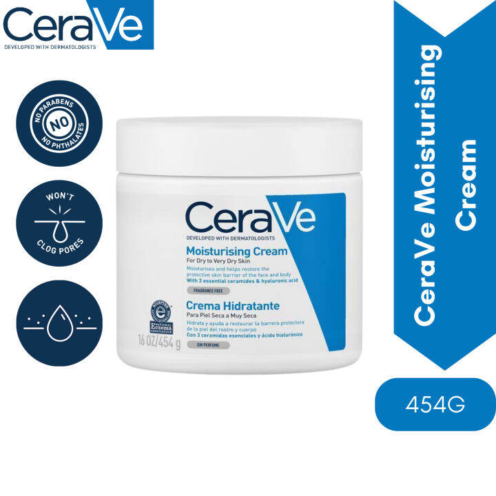 CeraVe Moisturizing Cream Body and Face Moisturizer for Dry Skin
