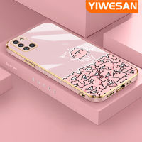 YIWESAN เคสปลอกสำหรับ Samsung Galaxy A31 M31ชั้นหนึ่งหมูลายการ์ตูนสีชมพู New Square Border,เคสนิ่มซิลิกาเจลกันกระแทกเคสมือถือรวมทุกเลนส์กล้องถ่ายรูปฝาครอบป้องกัน