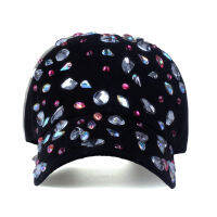 ยี่ห้อหมวกเบสบอลสีดำกับ rhinestone ที่มีคุณภาพสูงใหม่ Snapback หมวกฤดูร้อนสบายๆสำหรับผู้หญิงปรับหญิงมี