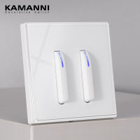 KAMANNI Luxury Light Switch LED Indicator Crystal Tempered Glass Piano Key Model design White Push Botton Wall Switches 220V New