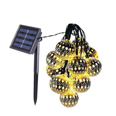 LED Outdoors Waterproof Solar String Light 5m 20leds hollow ball Lamp for Gardens Wedding Party Valentines Christmas Tree Homes