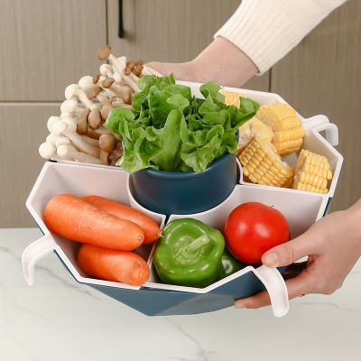 [COD] Rotating hot platter drain basket home multi-grid vegetable fruit kitchen sink dish