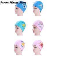 Dolphin Pattern Swimming Cap Children Kids Long Hair Wrap Stretchy Head Cover Outdoor Sports Swim Pool Waterproof Bathing Hats Swim Caps